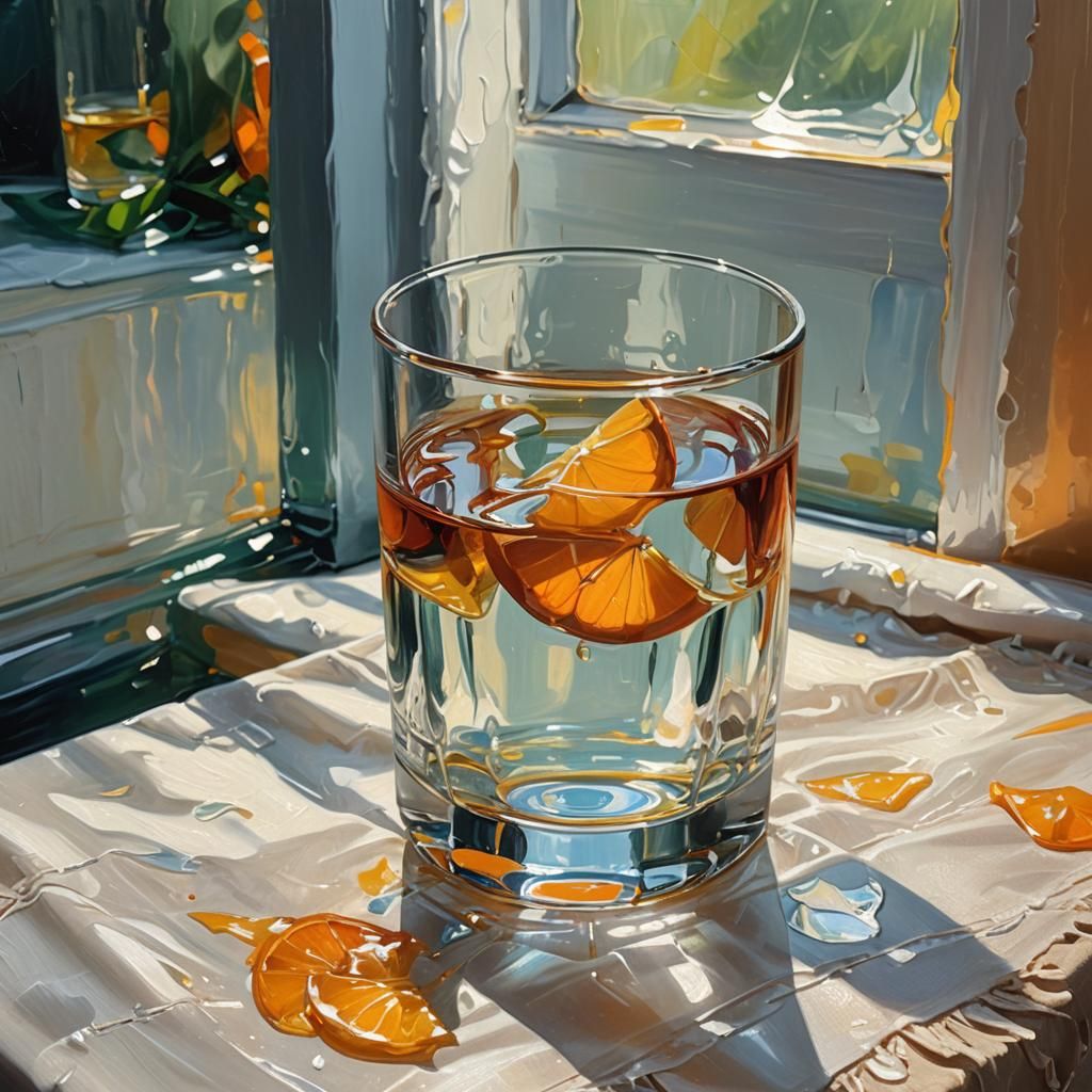 Expressionist Still Life with Orange, Oil Painting