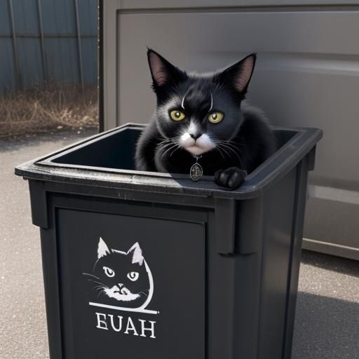 Goth Cat Peeking Out of Dumpster in Dark Academia