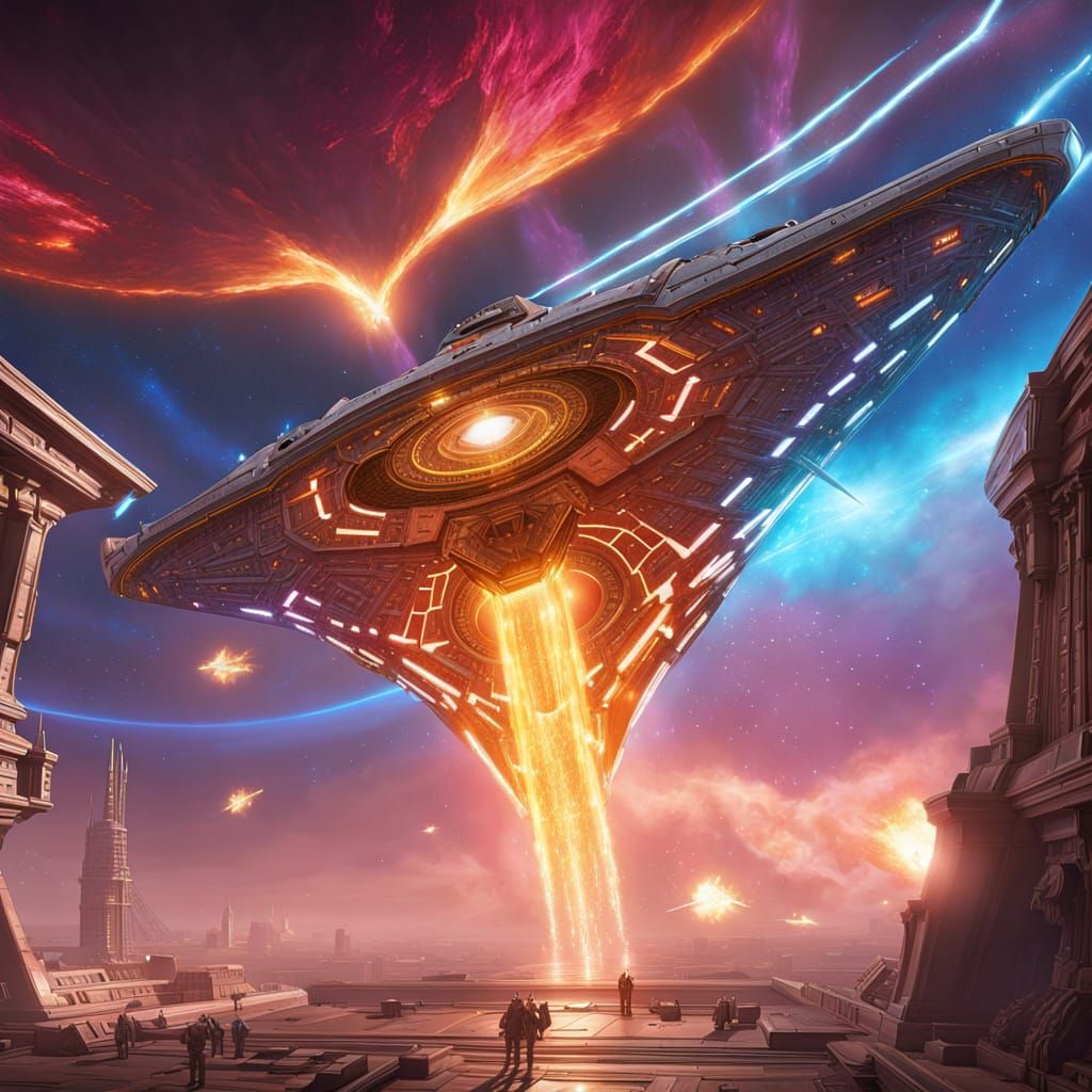 Starship Emerges from Shattered Reality Portal