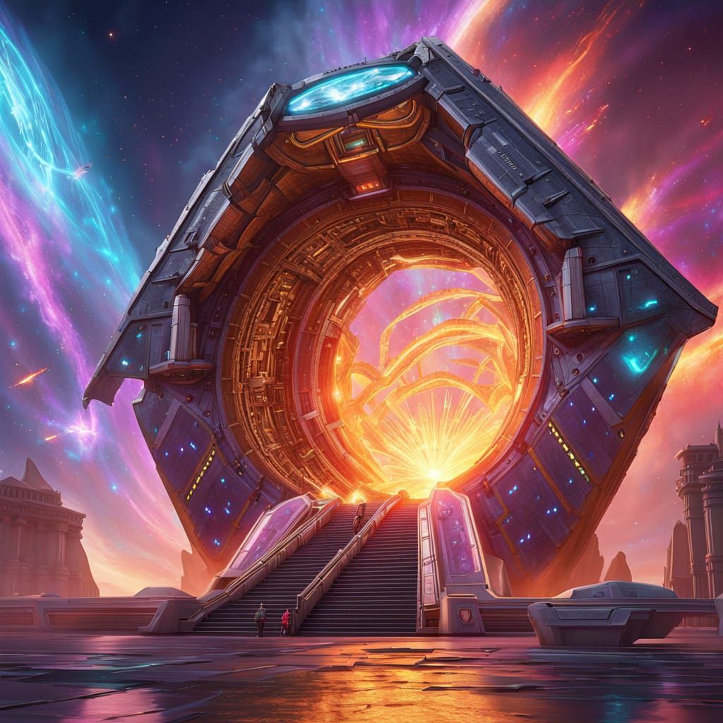 Colossal Starship Emerges from Shattered Reality Portal