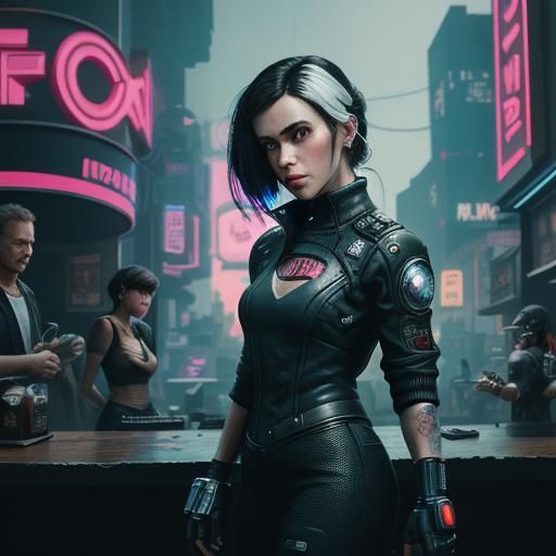 Cyberpunk Inventor and Bats Through Glass Portal