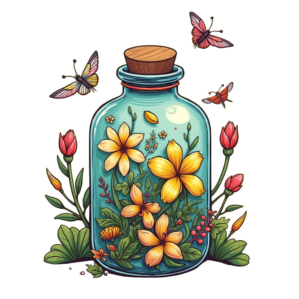 Whimsical Apothecary Jar Logo in Bold, Matte Painting Style