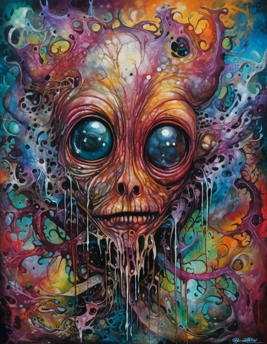 Polychromatic Graffiti Art in Space, Melting Acrylics