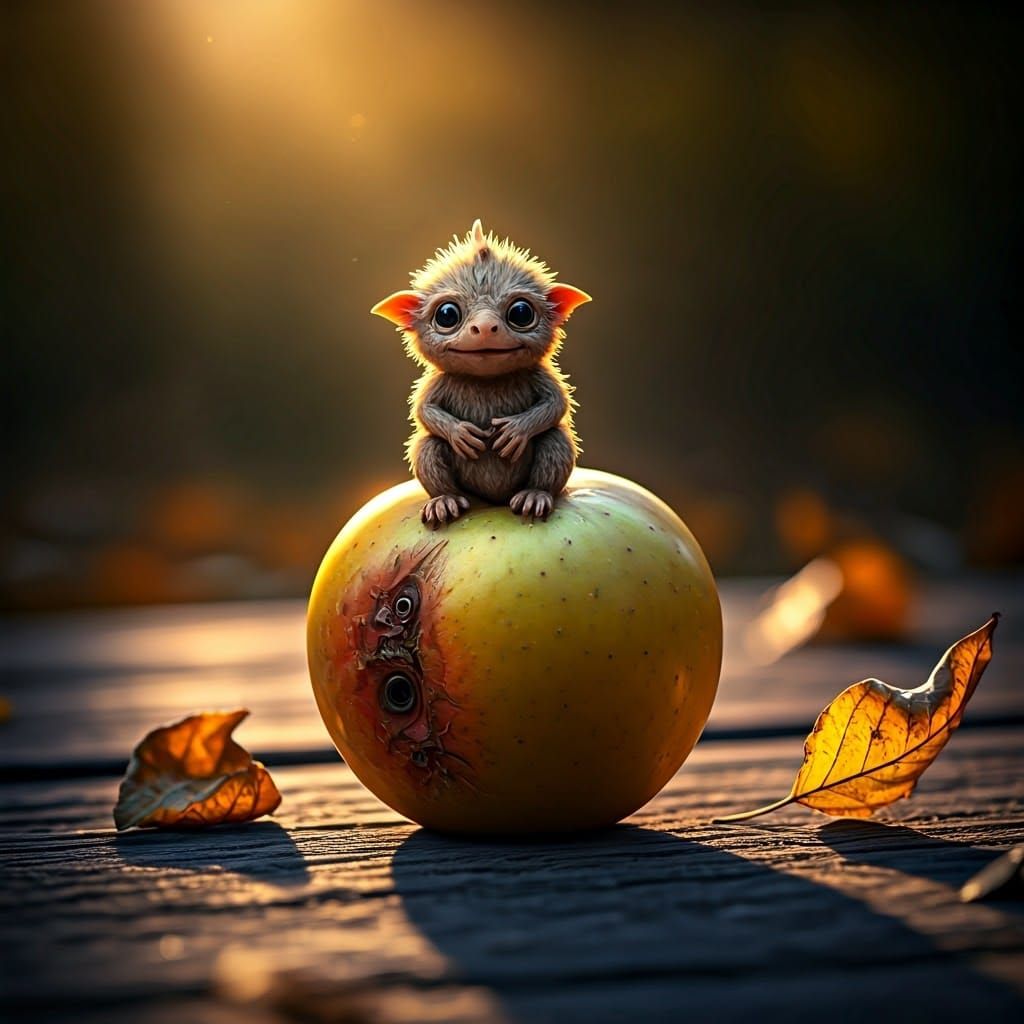 Hyperrealistic Jape on Apple in Golden Light