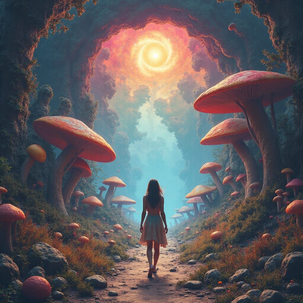 Psychedelic Portal with Mystical Woman, Digital Art