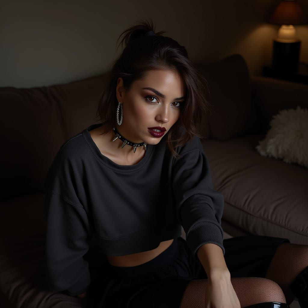 Sultry Woman in Moody, Intimate Setting