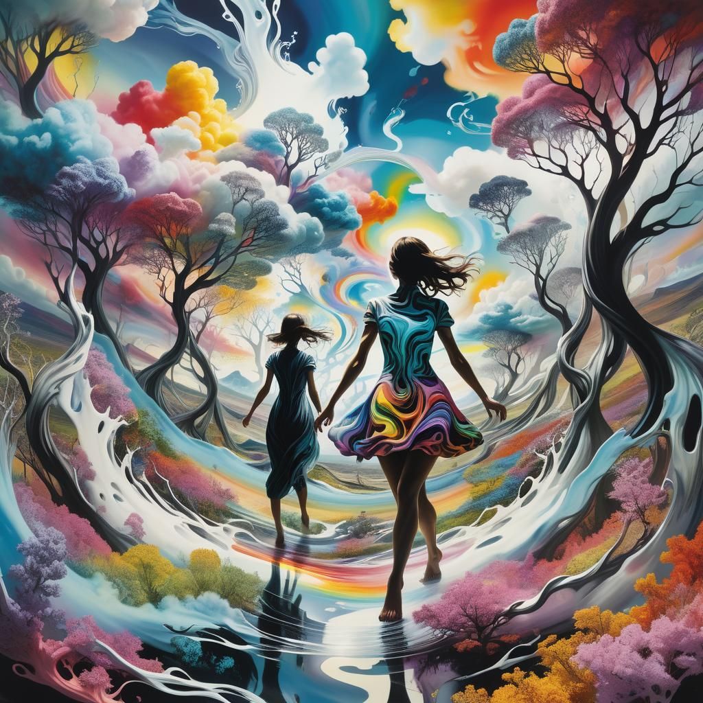 Surreal Dreamscape with Swirling Vortex, Salvador Dali Style