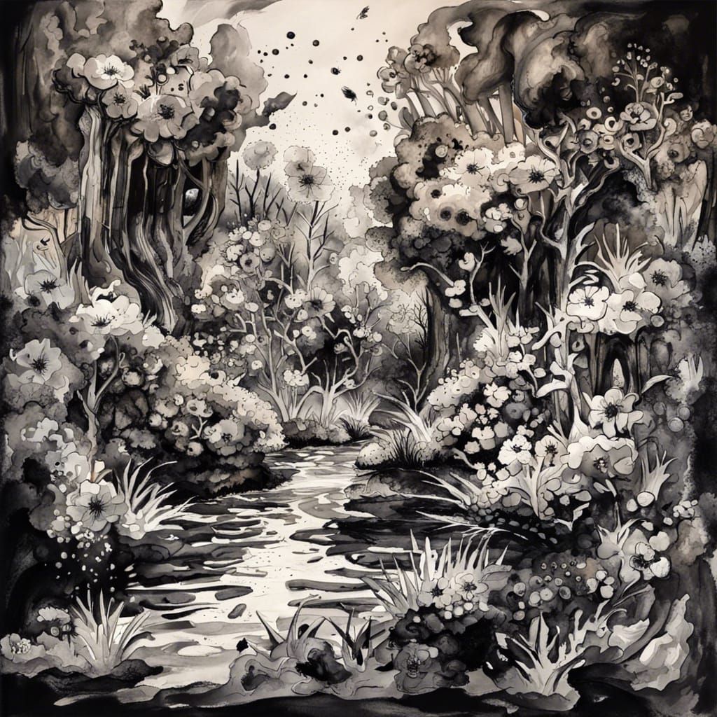 Black and White Ink Drawing