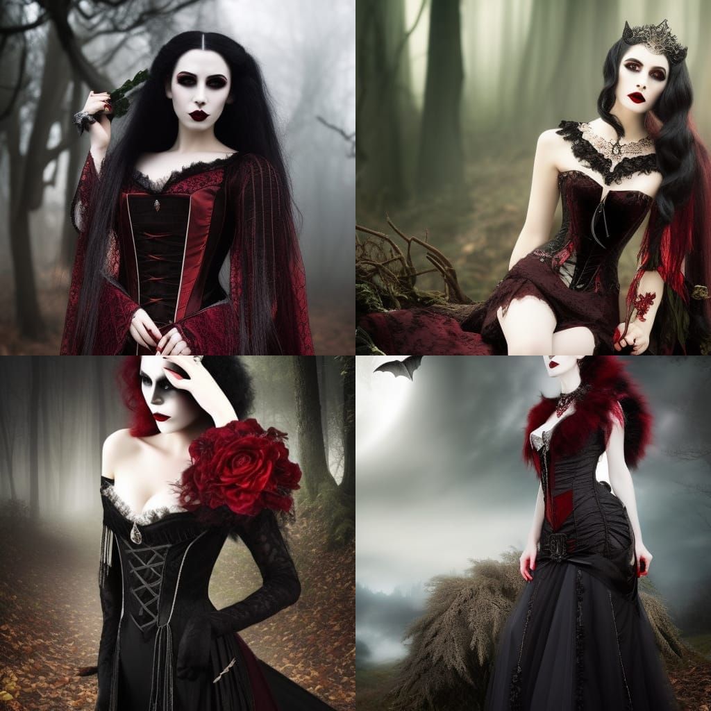 Vampire Queen in Graveyard, Dark Fantasy Portrait