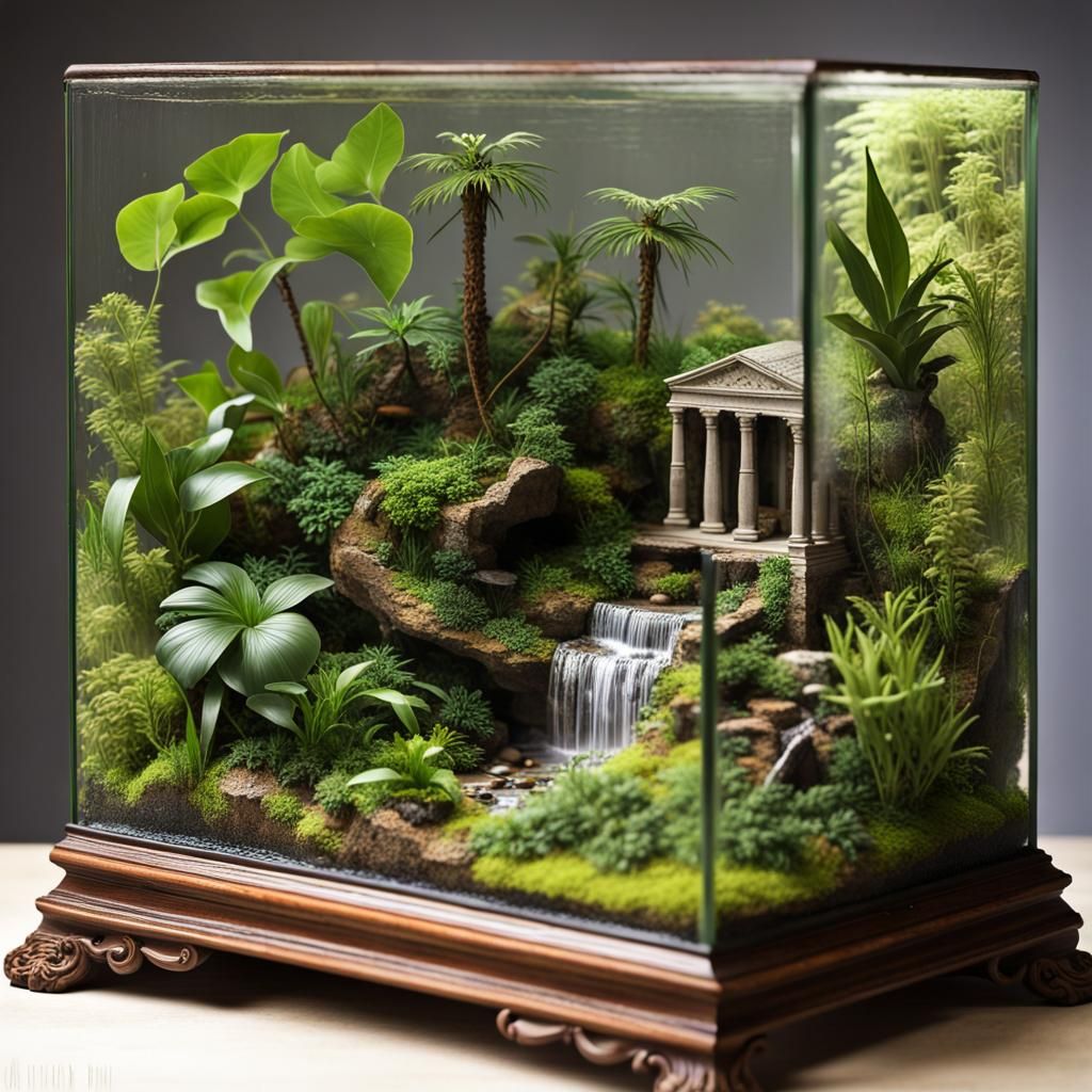 Miniature Jungle Terrarium with Hidden Temple