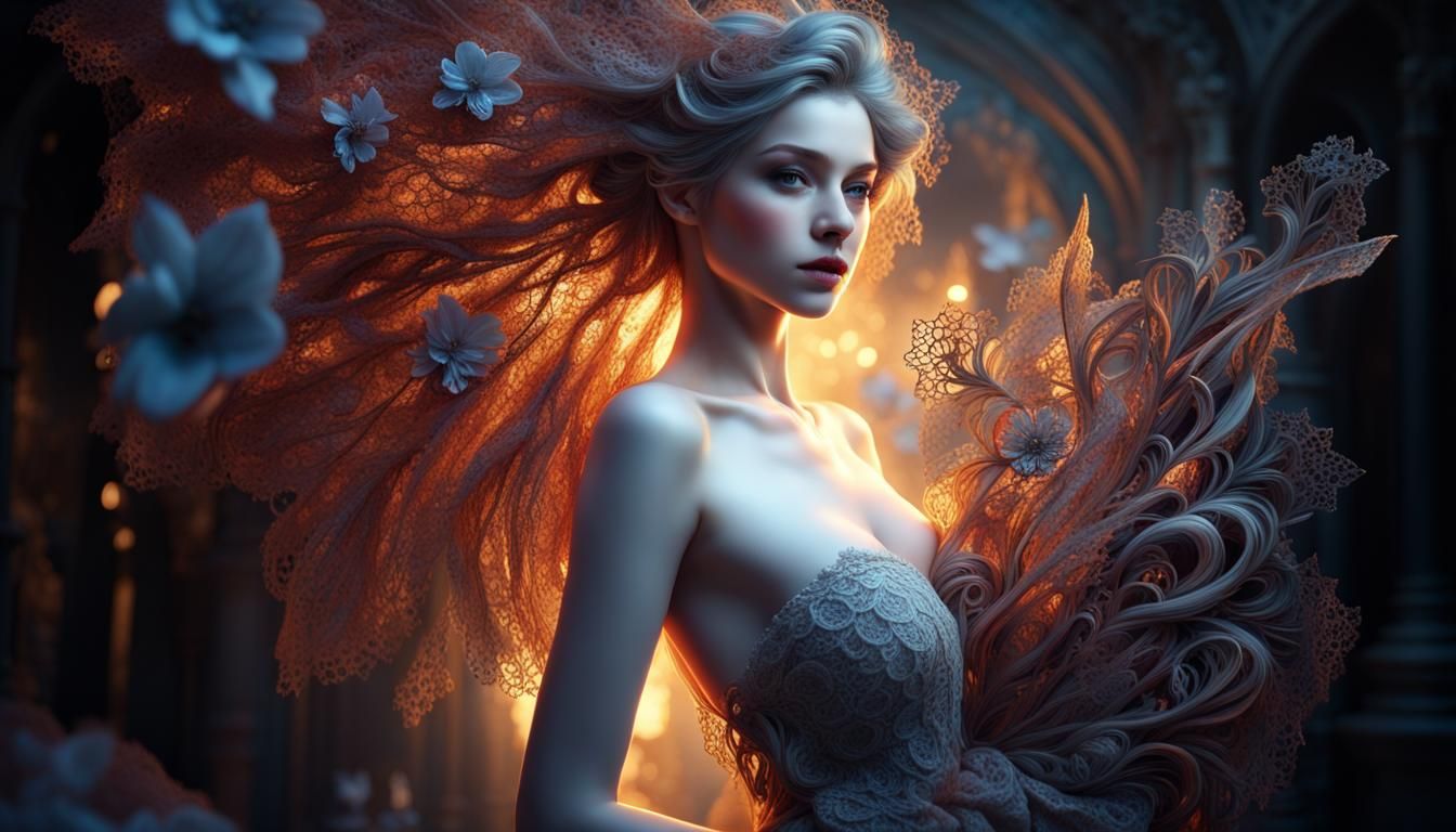 Intricate Lace Portrait in Hyperdetailed Concept Art