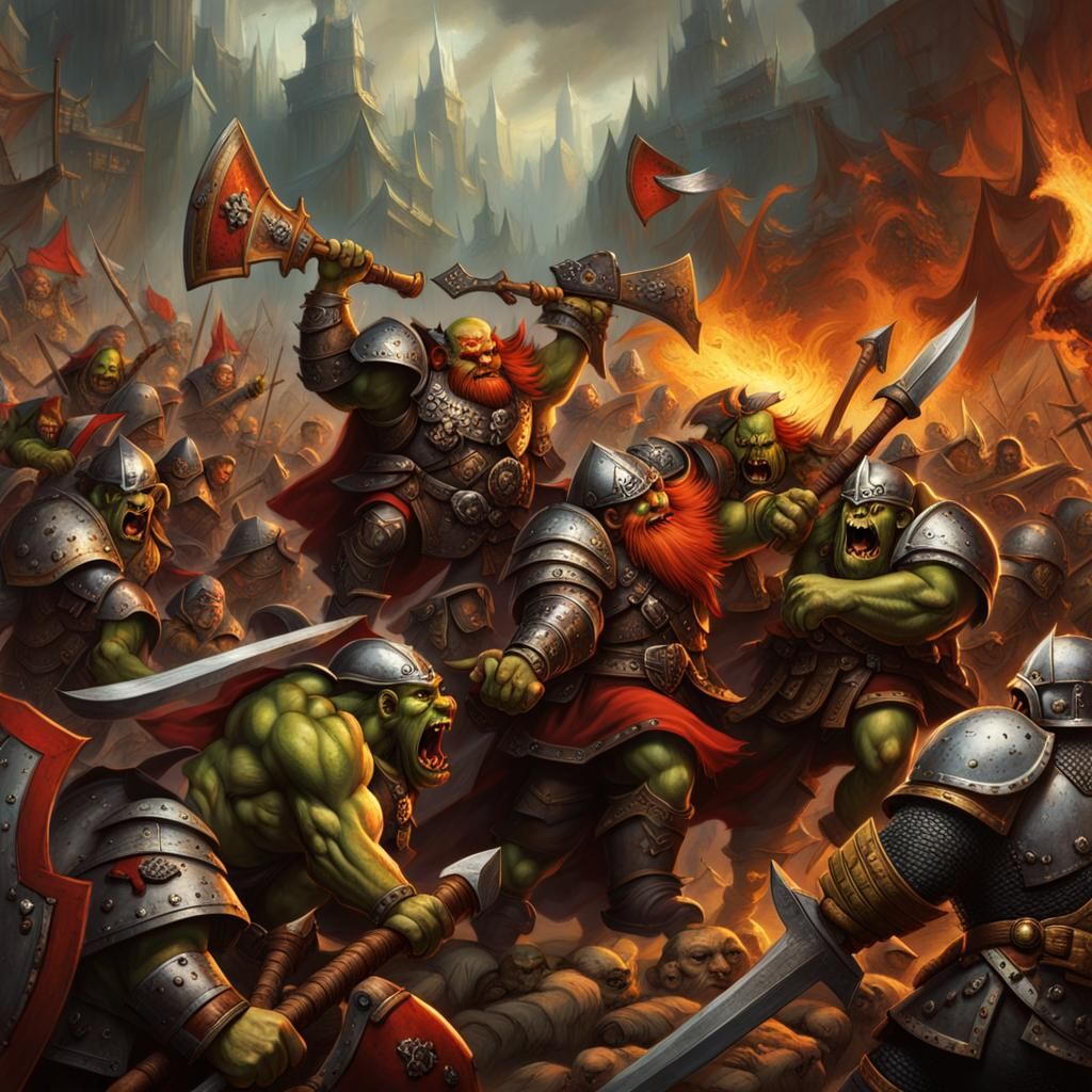 Epic Warhammer Battle: Dwarfs Clash with Orcs