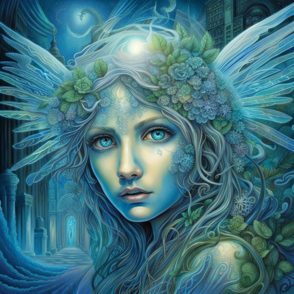 Holographic Angel in Post-Apocalyptic Metropolis