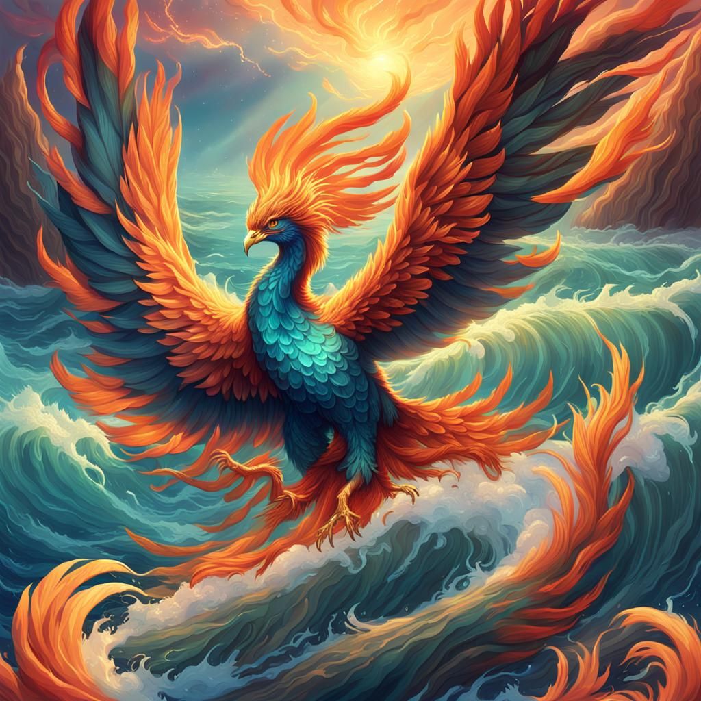 Phoenix Rising: Mythical Creature in Digital Painting Style