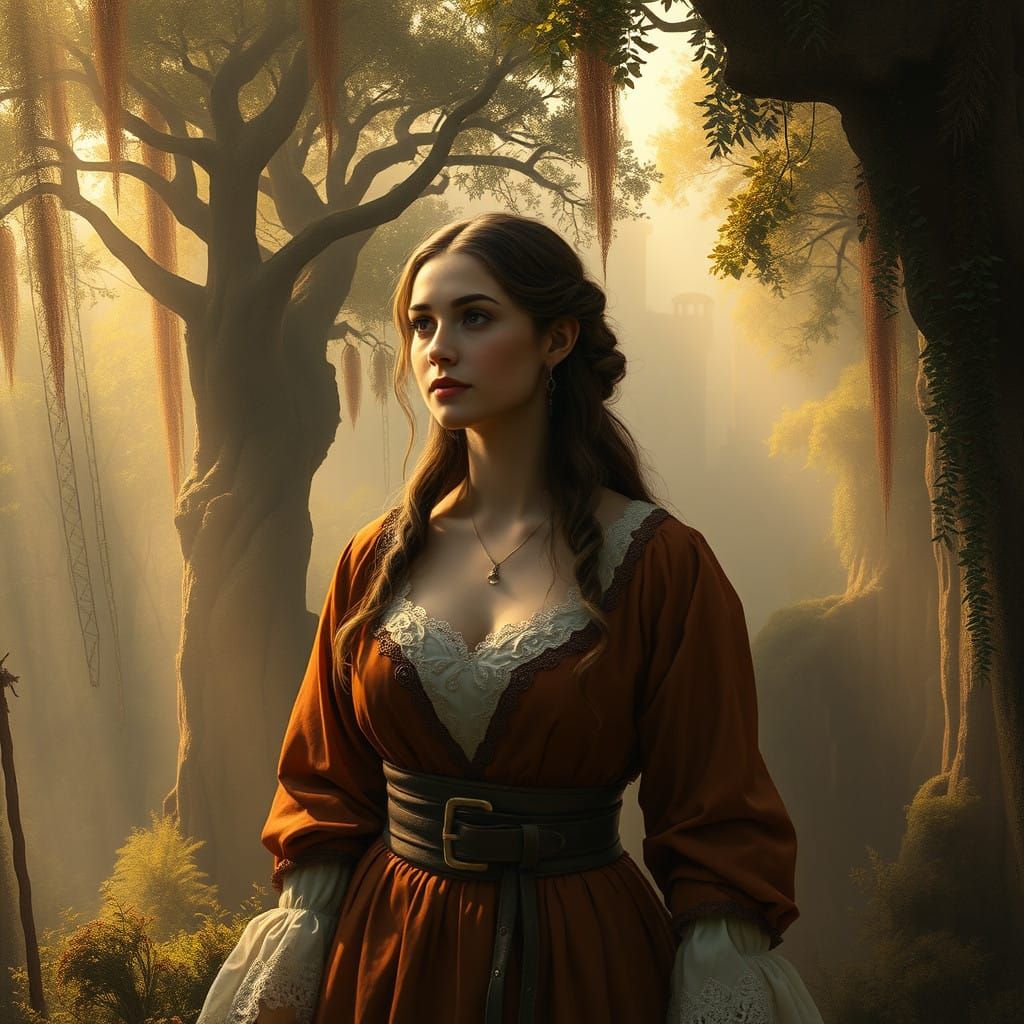 Renaissance Woman in Enchanted Landscape