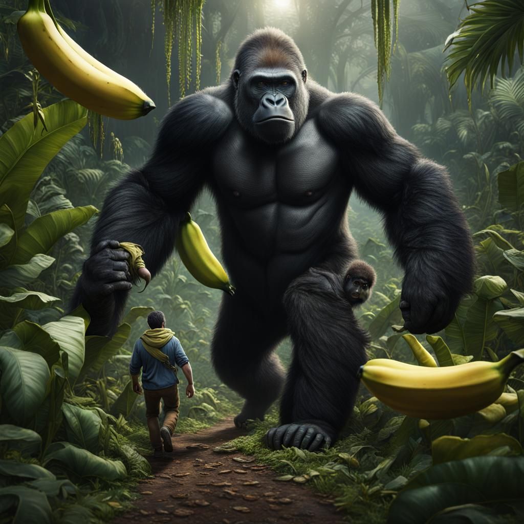 Man and Gorilla Trip: Detailed Matte Painting