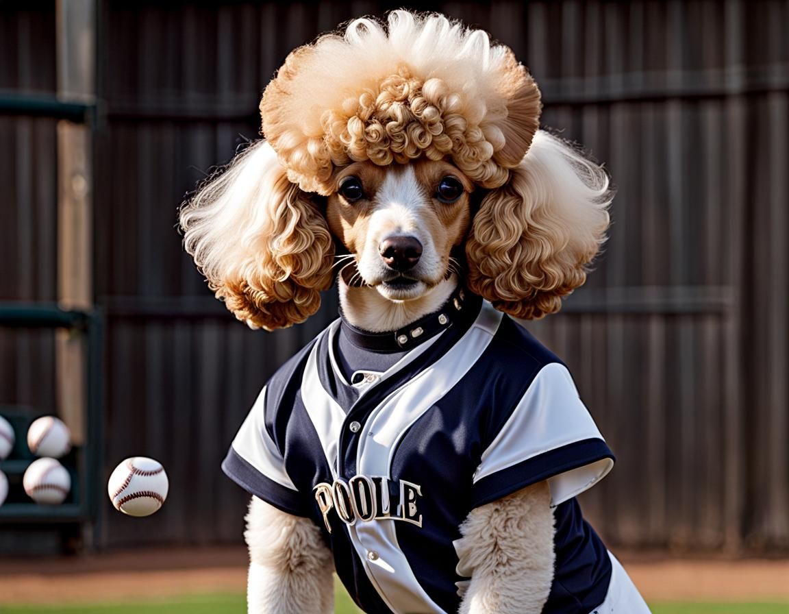 Baseball Player Poodle Hybrid Portrait