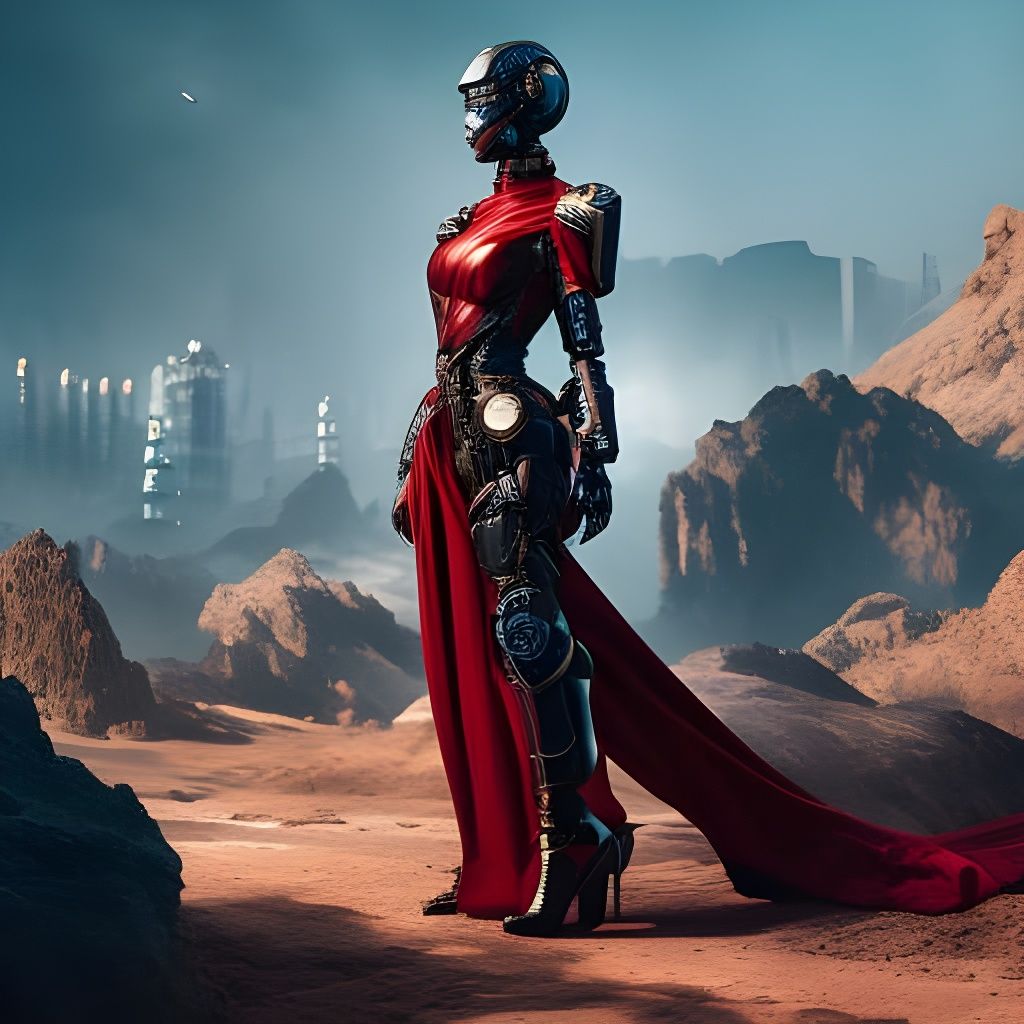 Futuristic Cyborg Woman in Detailed Matte Painting