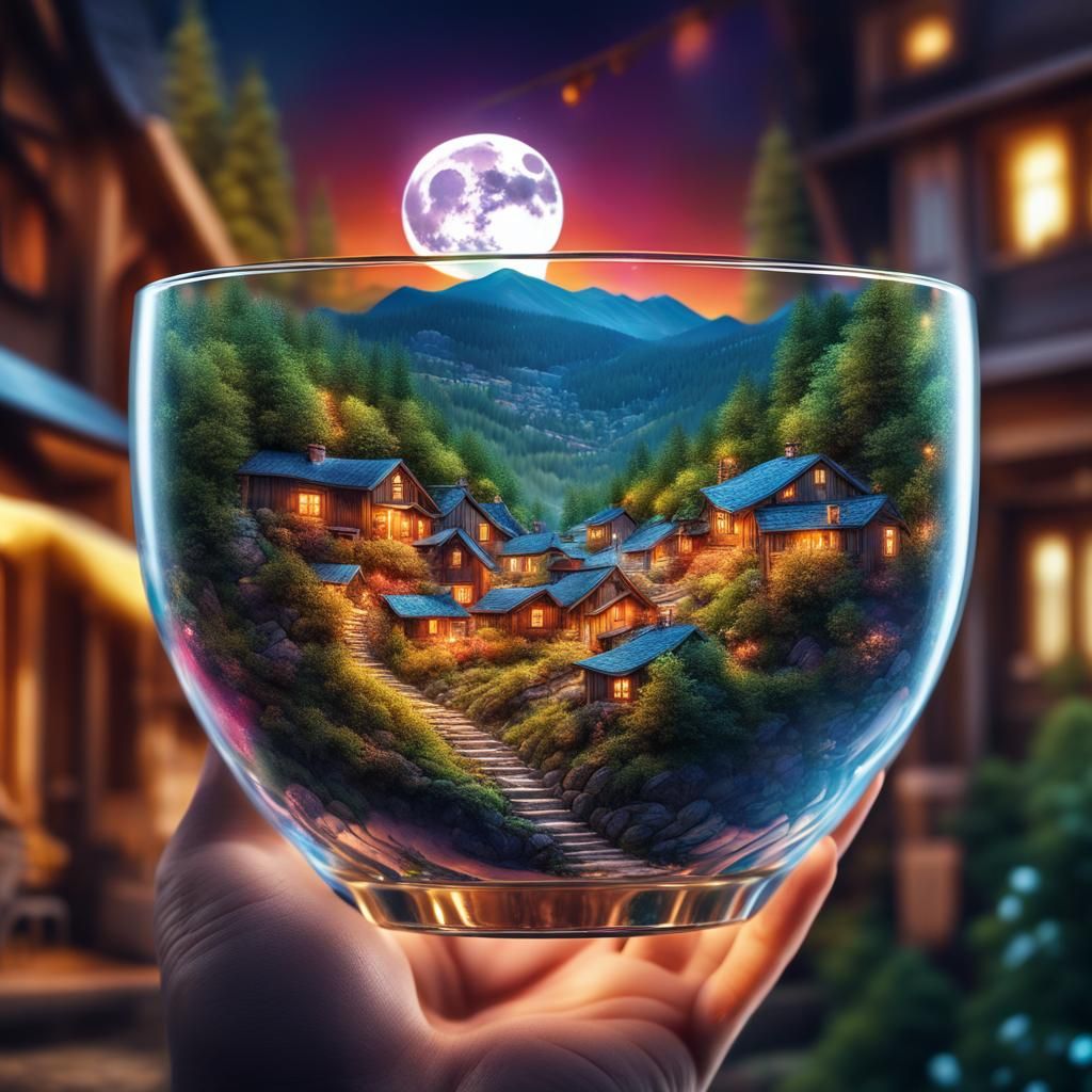 Hidden mountain village in a glass...