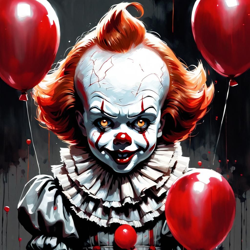 Adorable Chibi Pennywise Portrait in Street Art Style