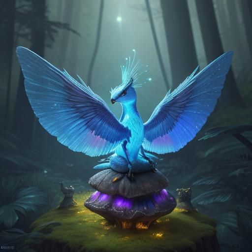 Magical Creature on Toadstool: Vibrant Fantasy Art