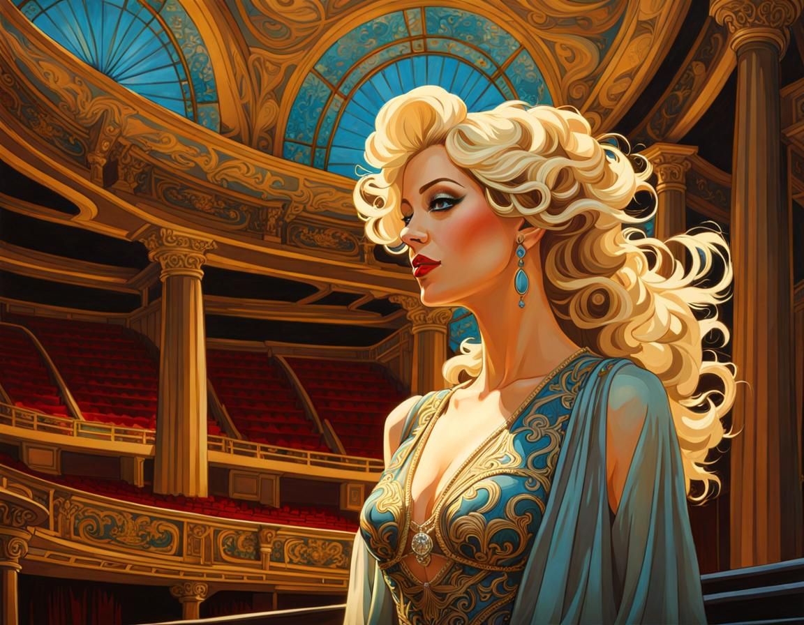 Opera Singer in Art Nouveau Rococo Setting