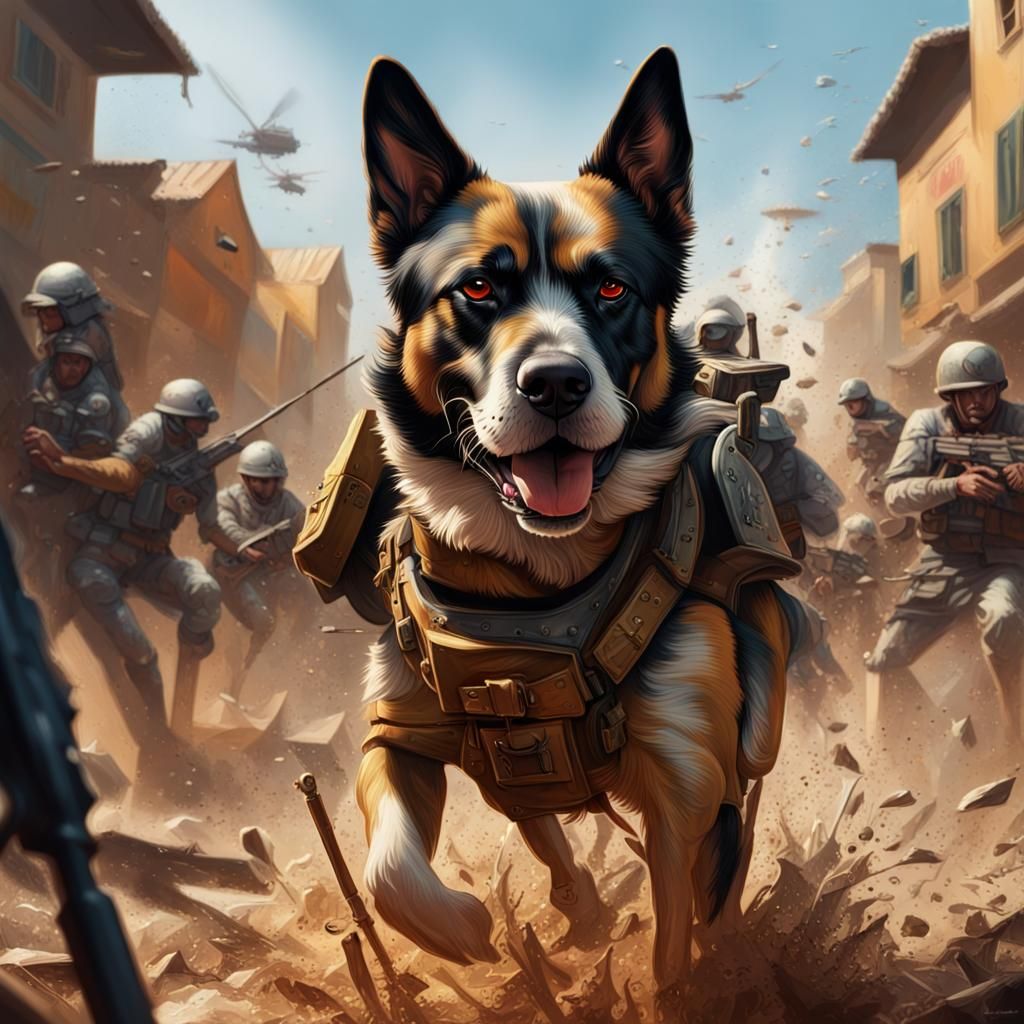 Hyperrealistic Dogs of War Concept Art