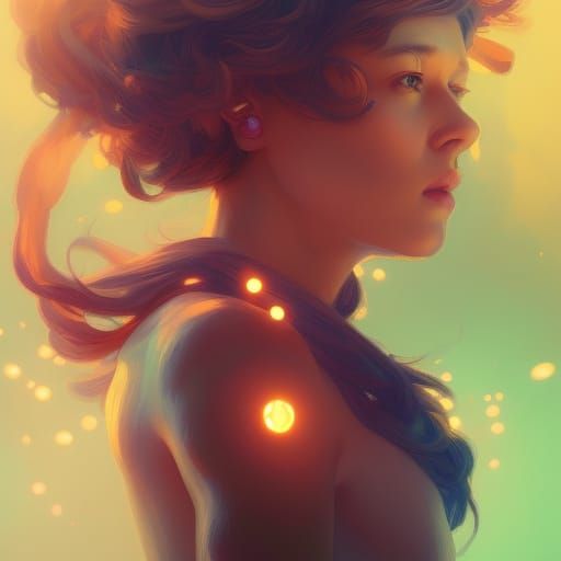 Luminescent Mushrooms Portrait in Hyperdetailed Digital Art