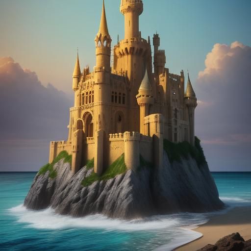 Majestic Sand Castle Concept Art on a Beach