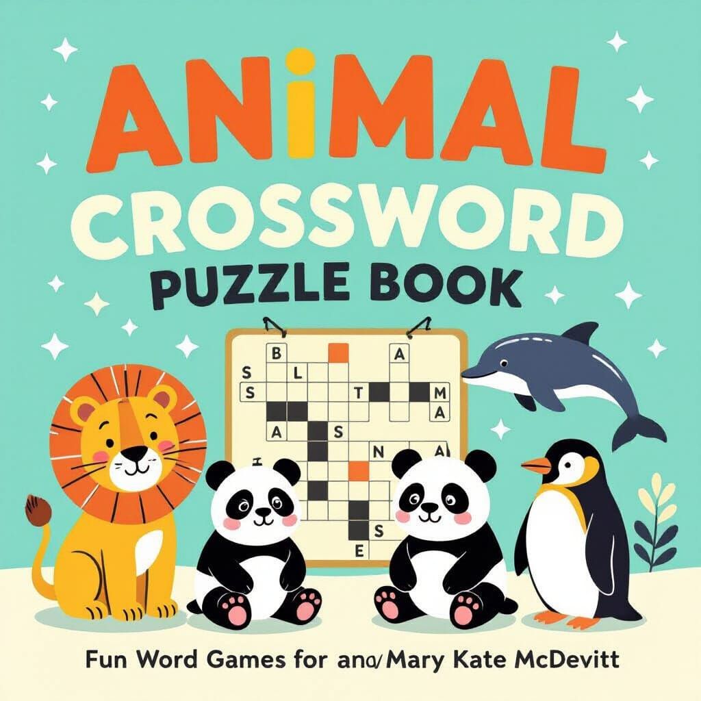 Animal Crossword Puzzle Book Cover Design