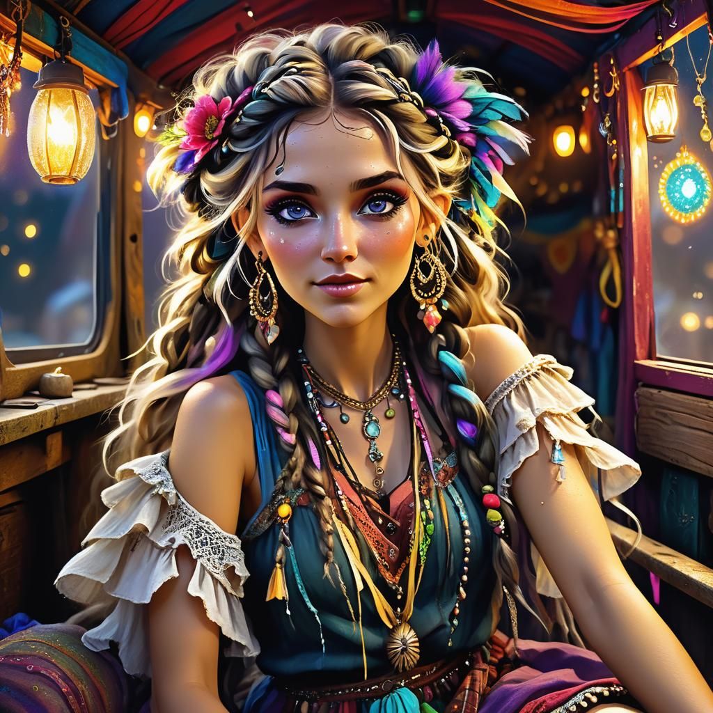 Whimsical Gypsy Fae in Disheveled Boho Style