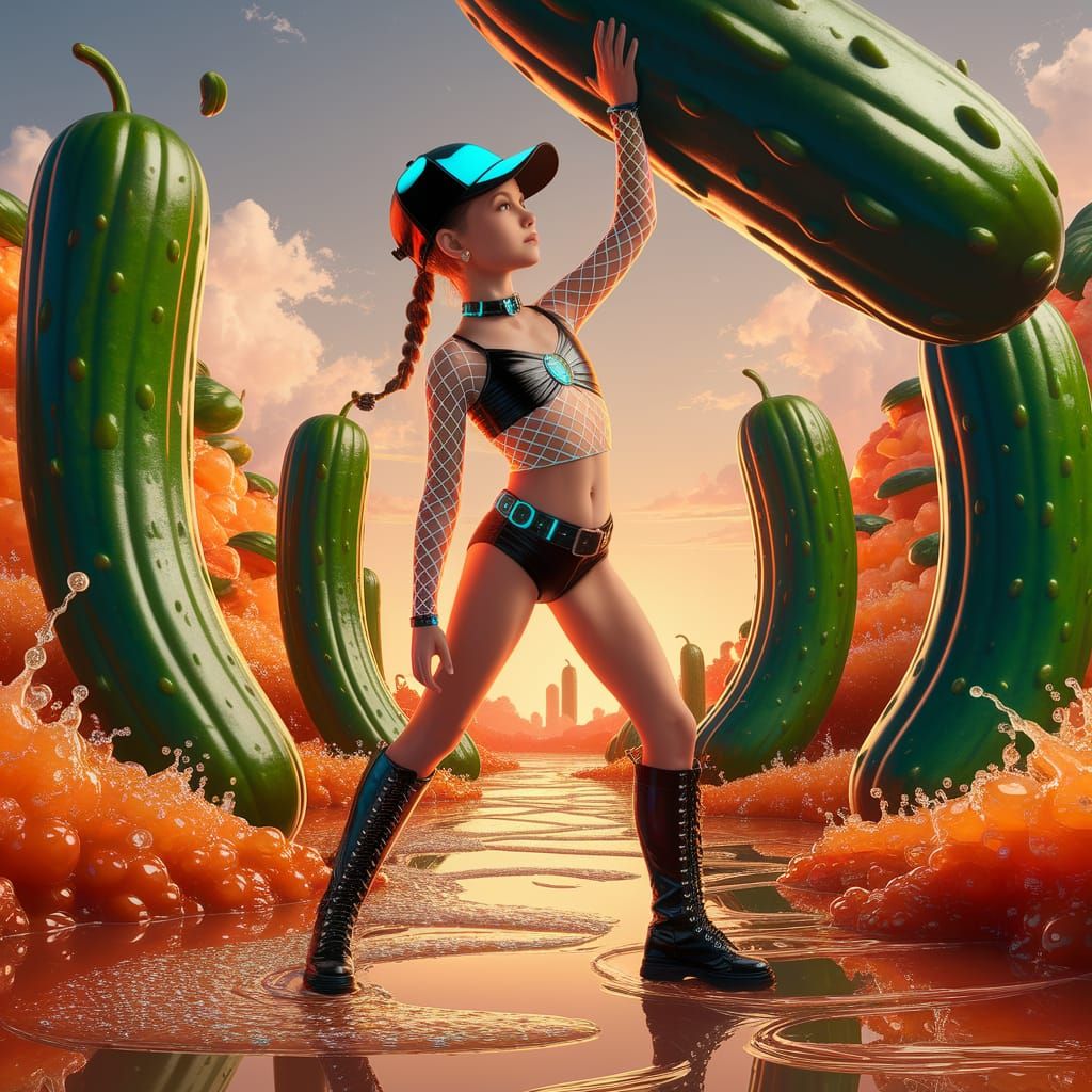 Girl in Food World with Bioluminescent Top