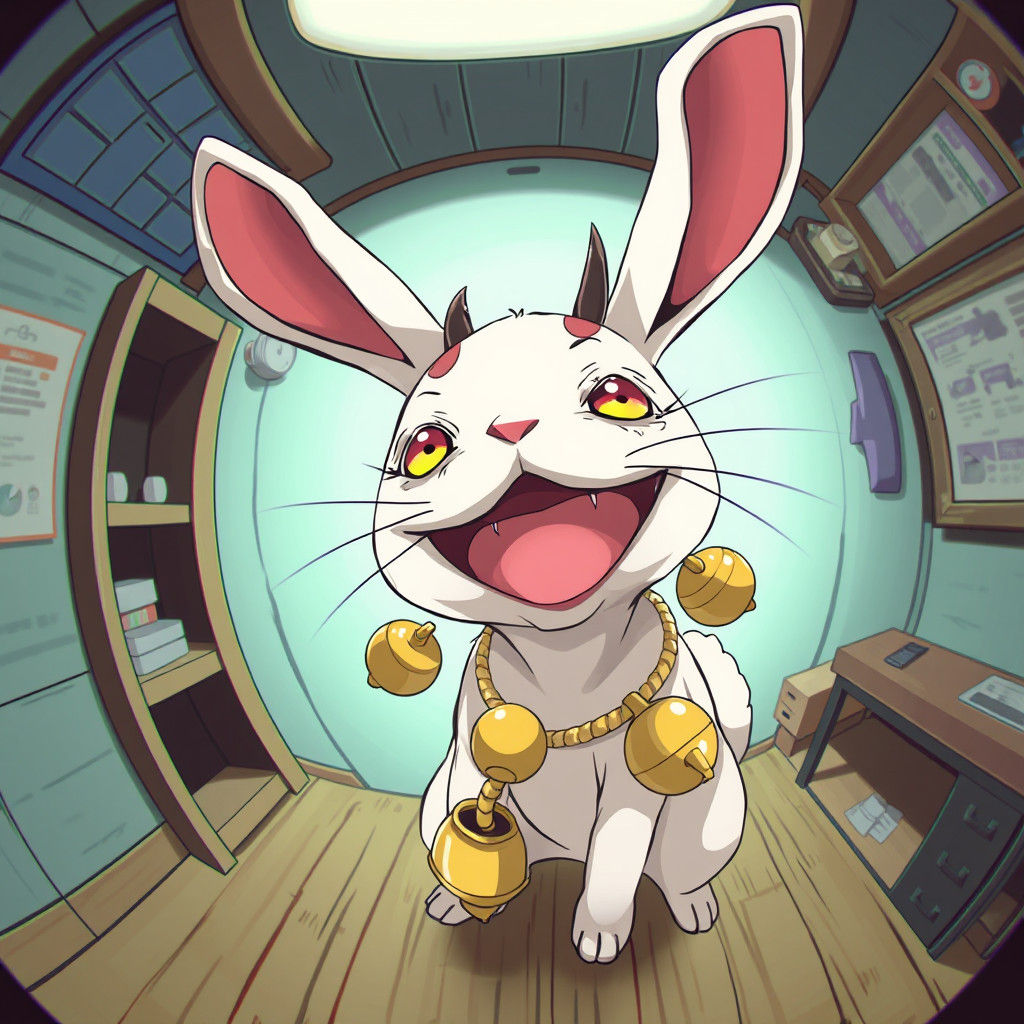 Liminal Escape Room: Fisheye View of Horned Rabbit