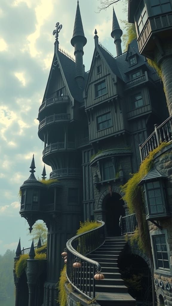 Magical Creepy Cave Swampy Battlements in Wondrous Landscape