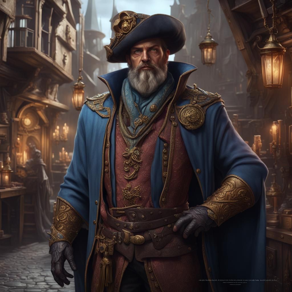 Fantasy Merchant Lord in Port City Concept Art