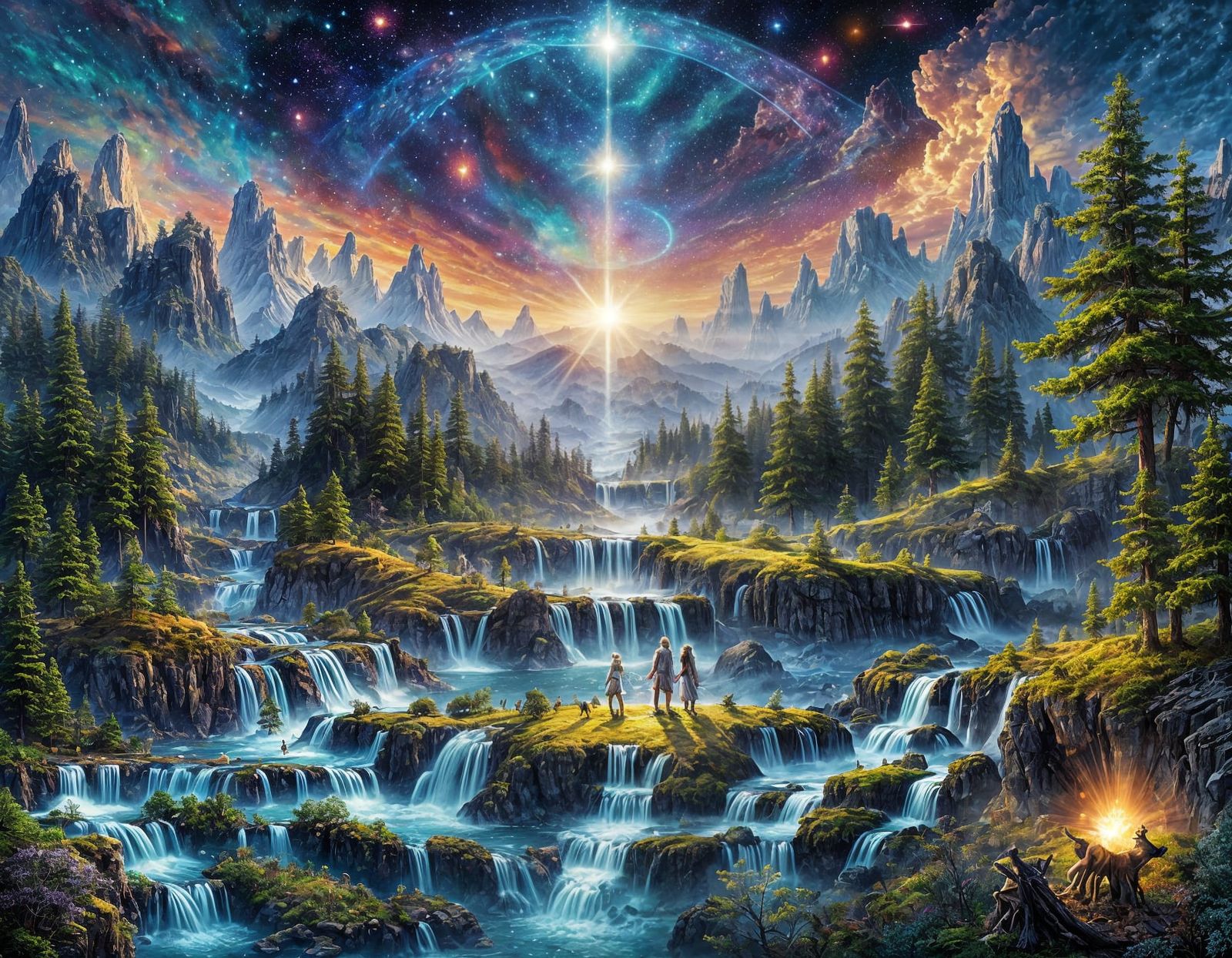 Epic Astral Cascade Masterpiece: Shining Landscape