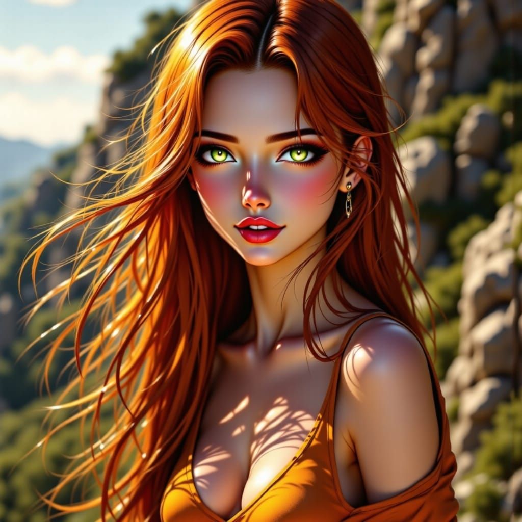 Redhead Woman with Glasses and Freckles