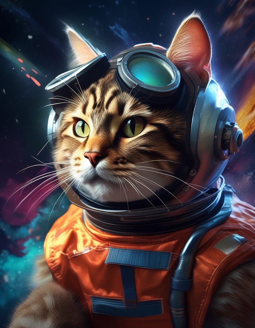 Portrait of Tiddles the Cat - A NASA Space Rocket Test Pilot