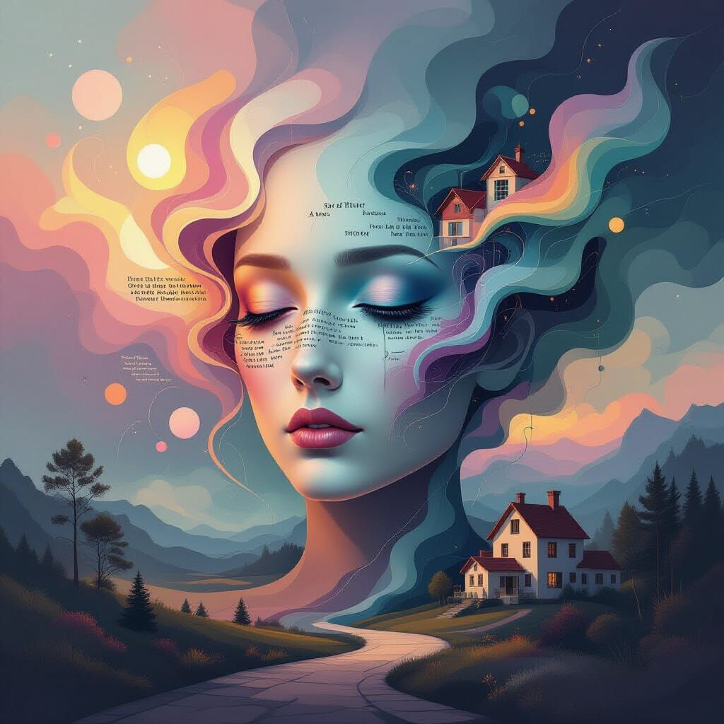 Surreal Digital Painting of Abstract Music and Thought