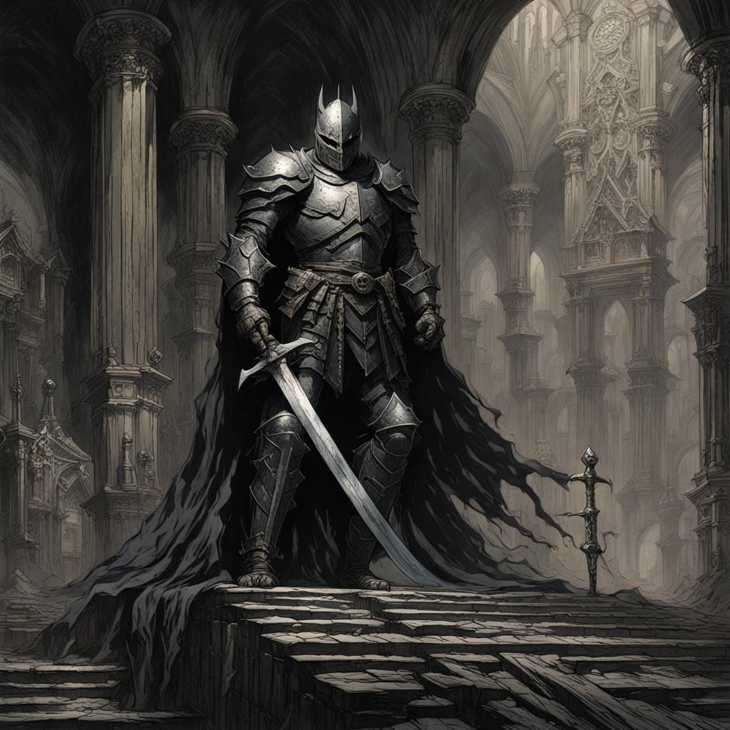 Dark Knight in Sinister Castle, Horror Art