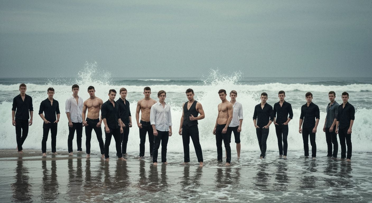 Heroes Confronting Violent Sea in Dramatic Landscape Photogr...