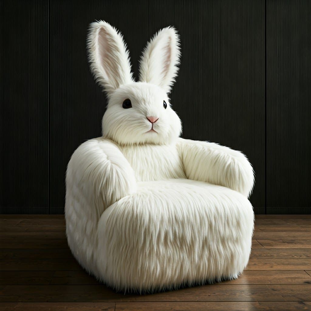 Modern Rabbit-Themed Plush Chair Design