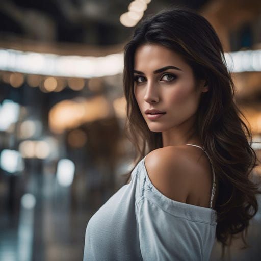 Beautiful Spanish Girl Portrait in Barcelona, Ink Splash Art