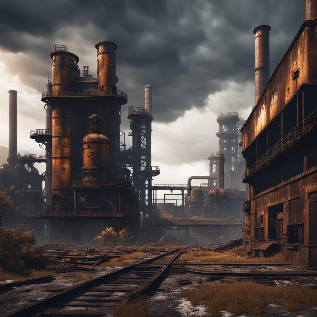 Abandoned Steel Mill: Detailed Matte Painting
