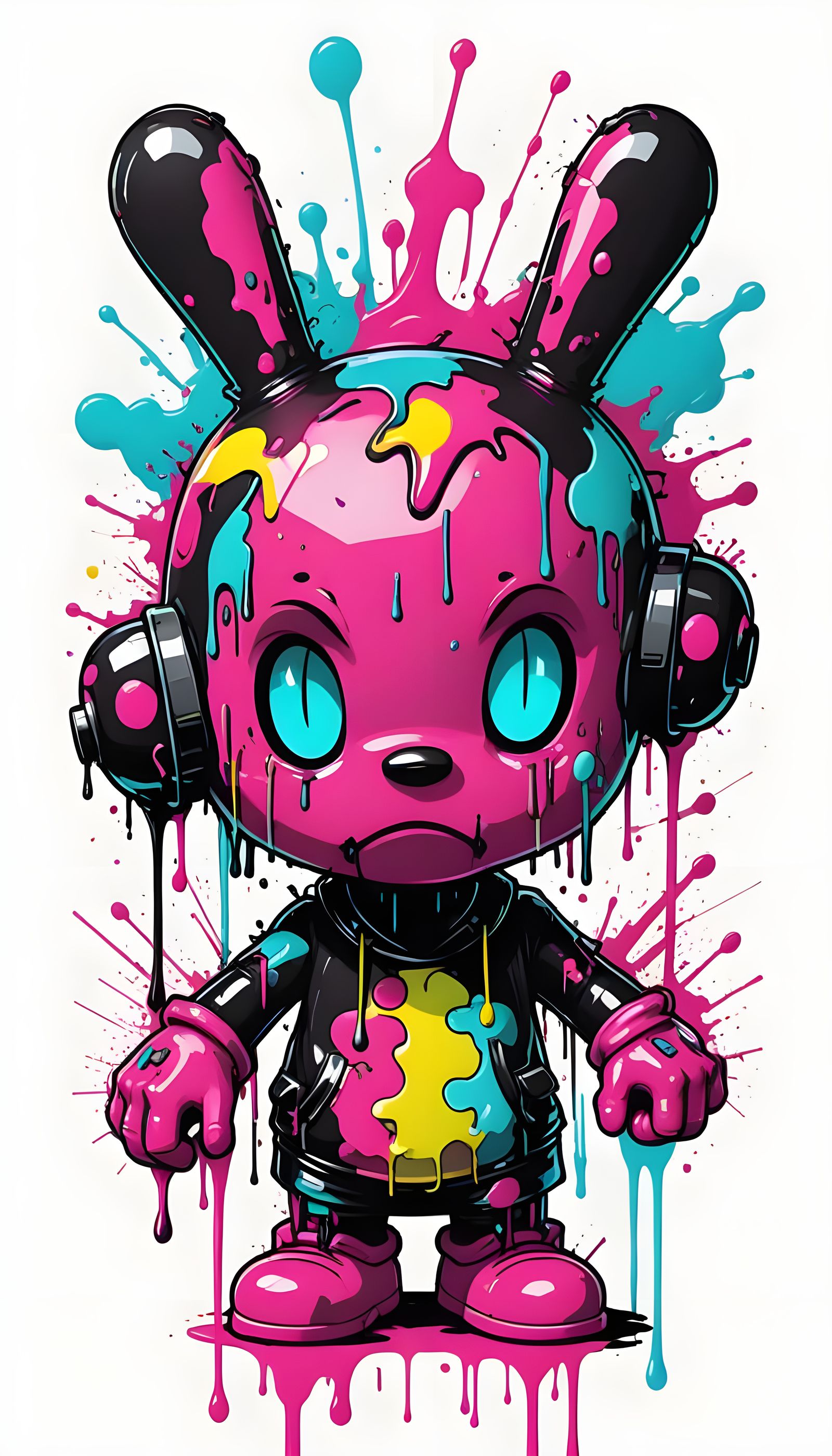 Psycho Graffiti Labubu with Glitchy Eyes