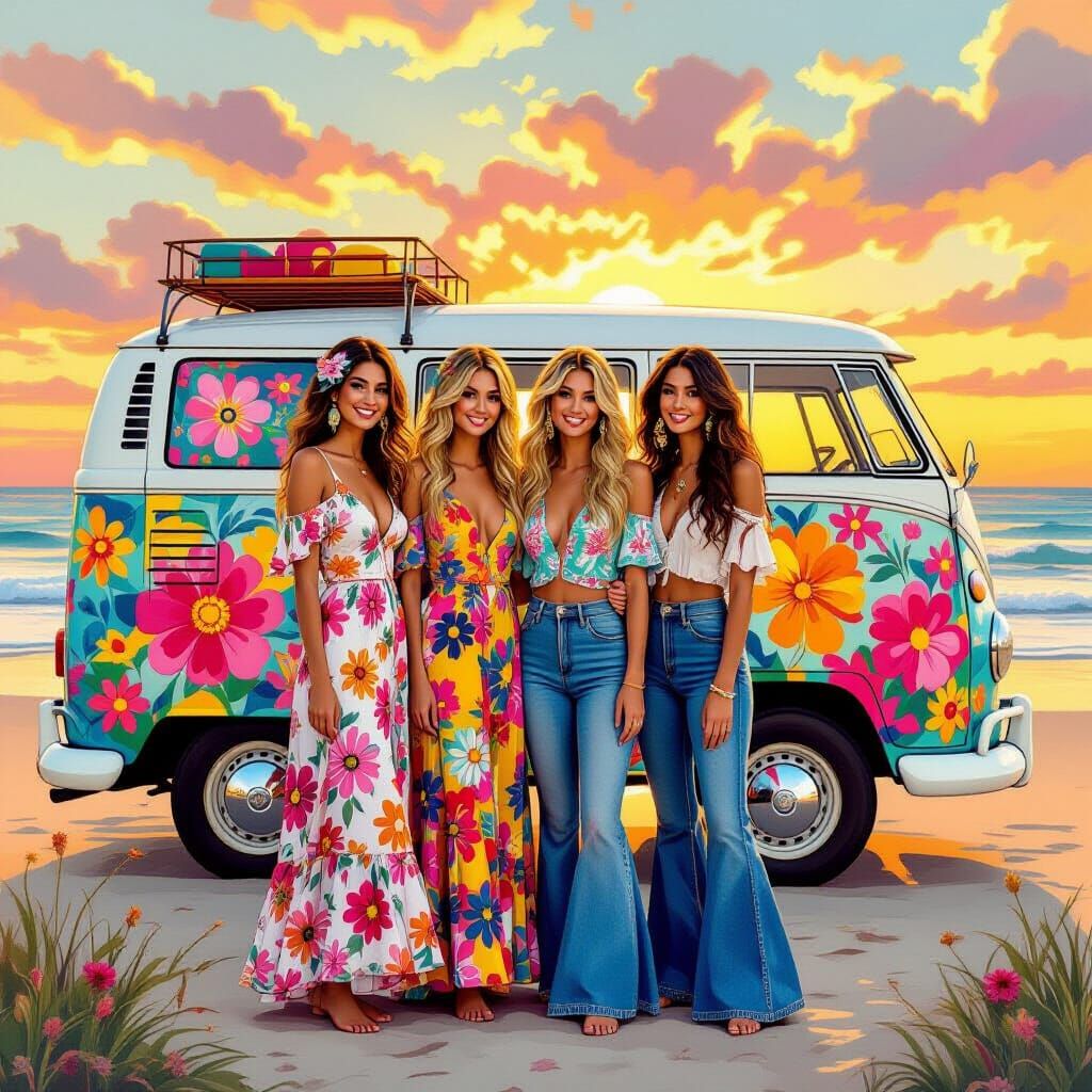 group of boho friends