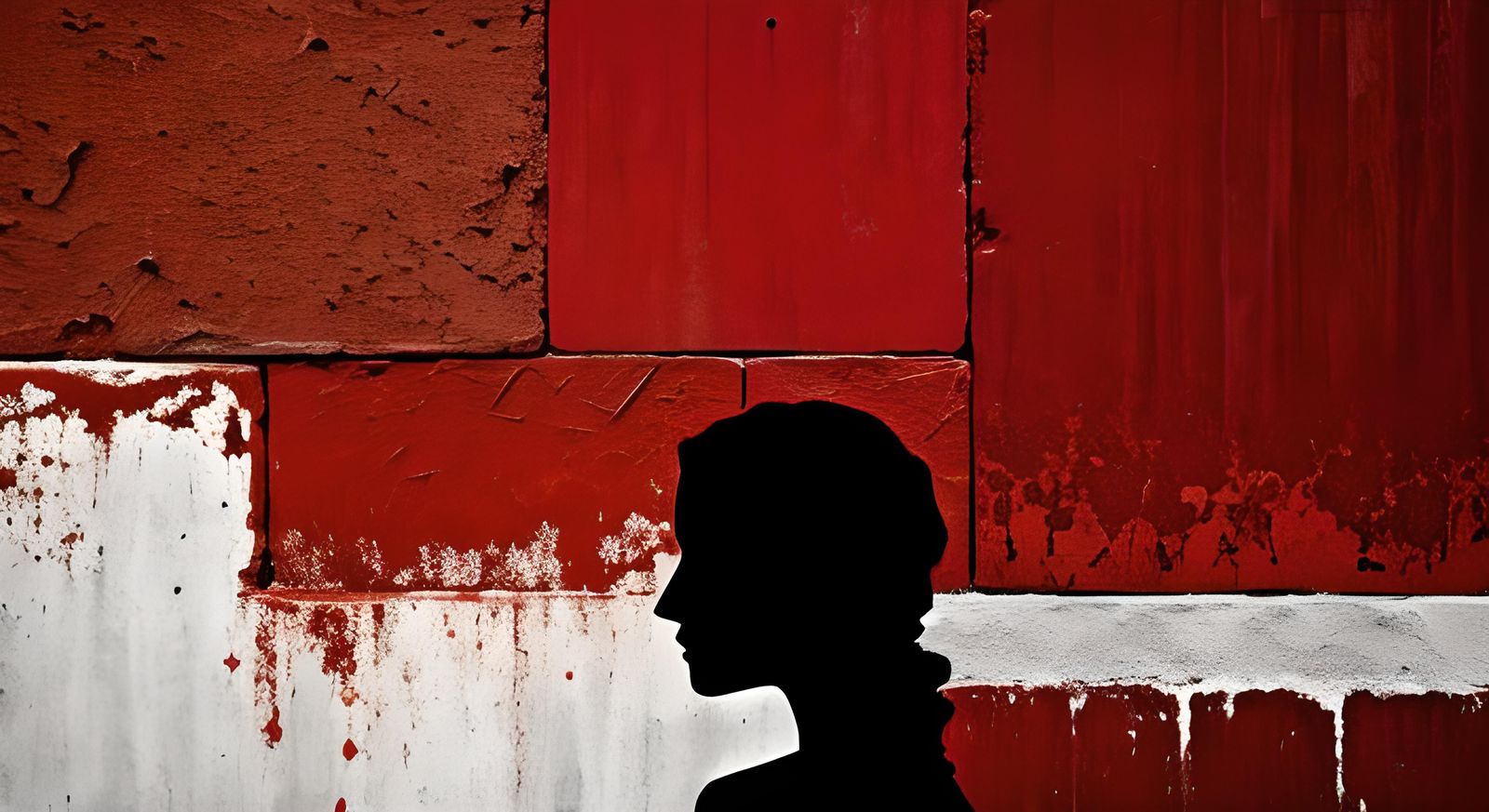 Minimalist Abstract Figures in Brick Red and Concrete