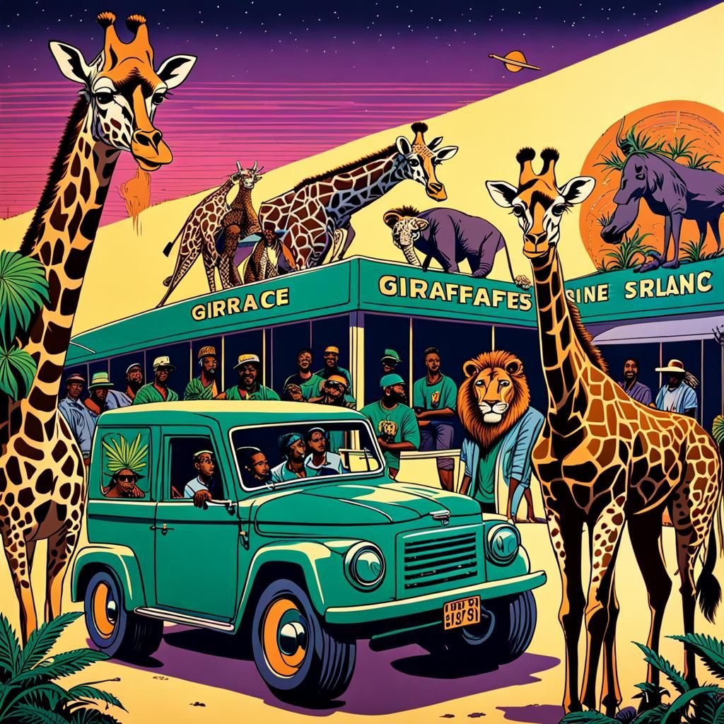 Giraffes and Lions Hosting a Midnight Radio Show