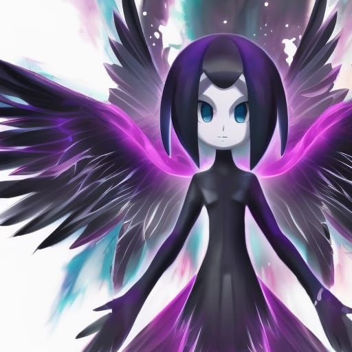 Emo Goth Angel Pokemon in Pixar Disney Style
