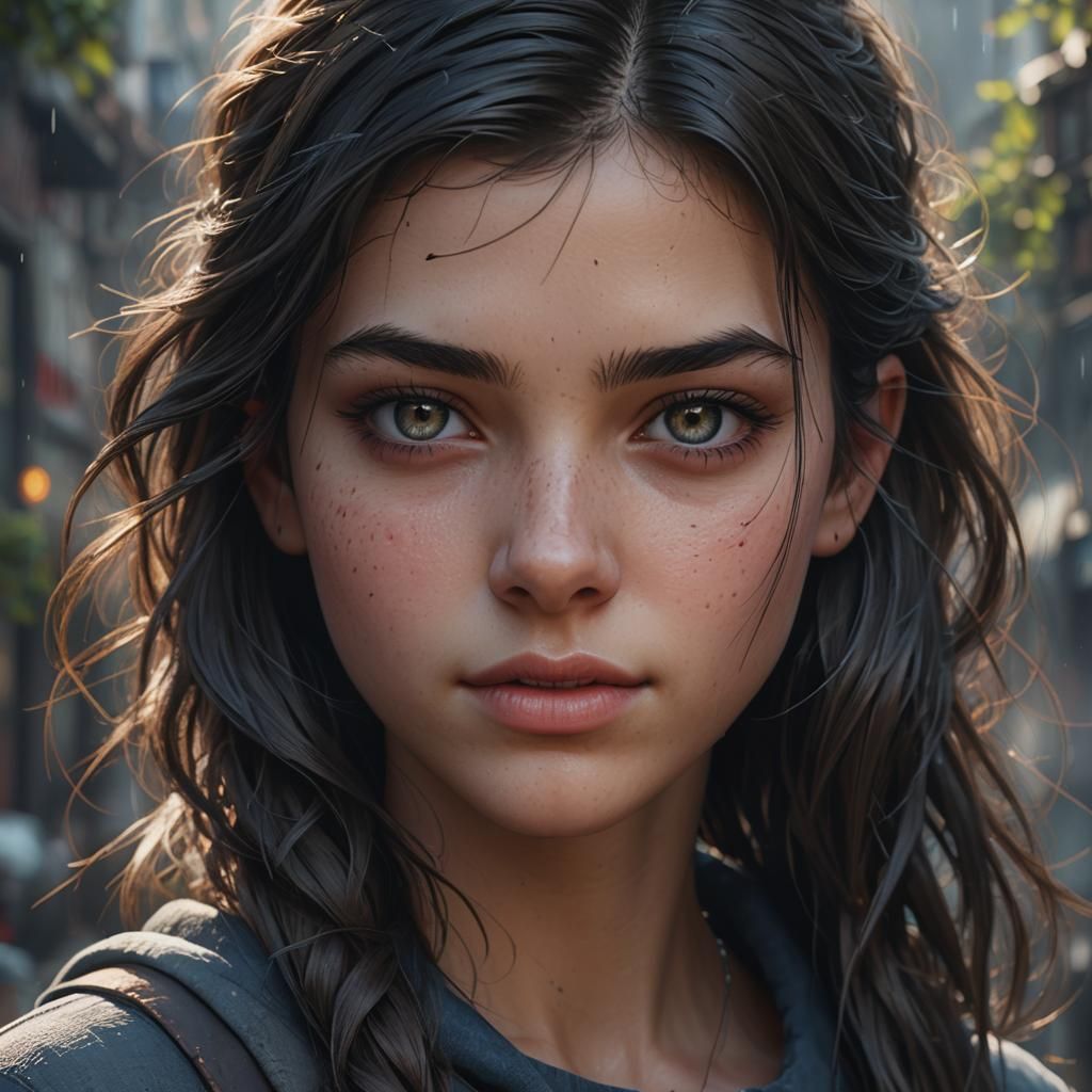 Realistic Portrait of a Pretty Teen Girl